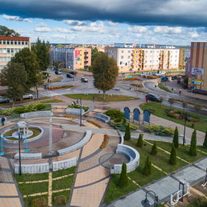 Braniewo, okolica Placu Pilsudskiego. EU, PL, Warm-Maz. Lotnicze.